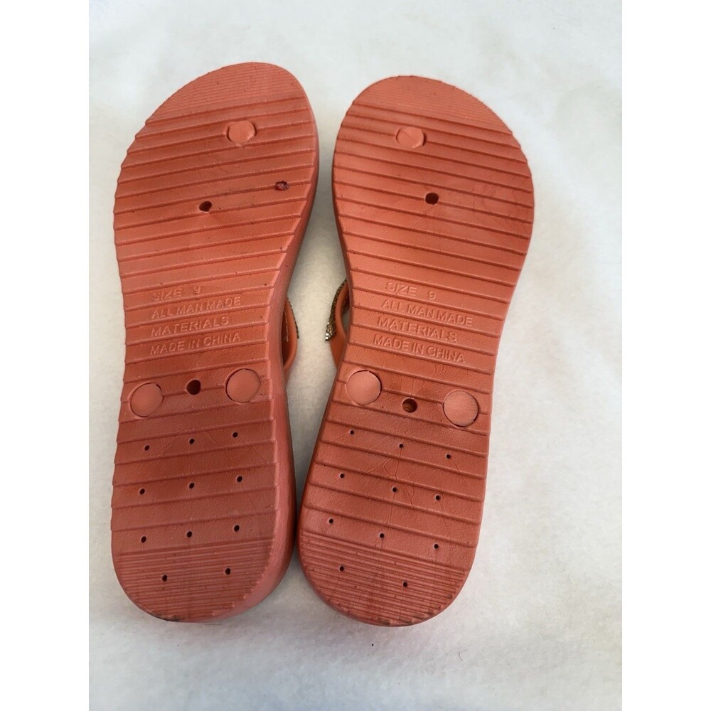 Womens Ashley Blue Salmon Beaded Rhinestones Jellies Flip Flops Sandals Sz 9 - Picture 8 of 12